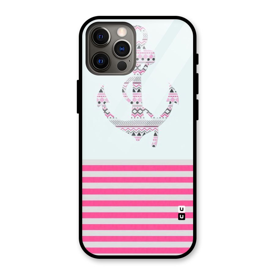 Anchor Design Stripes Glass Back Case for iPhone 12 Pro