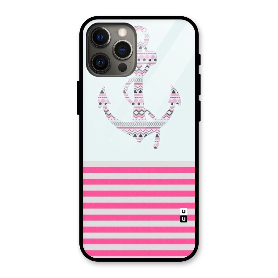 Anchor Design Stripes Glass Back Case for iPhone 12 Pro Max