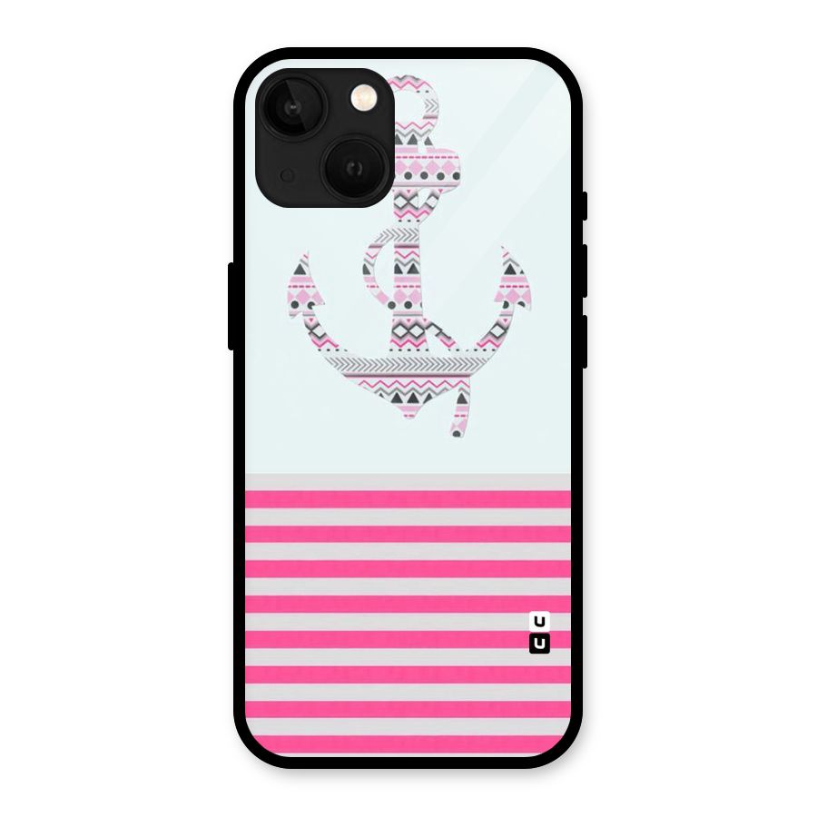 Anchor Design Stripes Glass Back Case for iPhone 13