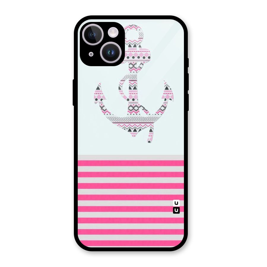 Anchor Design Stripes Glass Back Case for iPhone 14 Plus