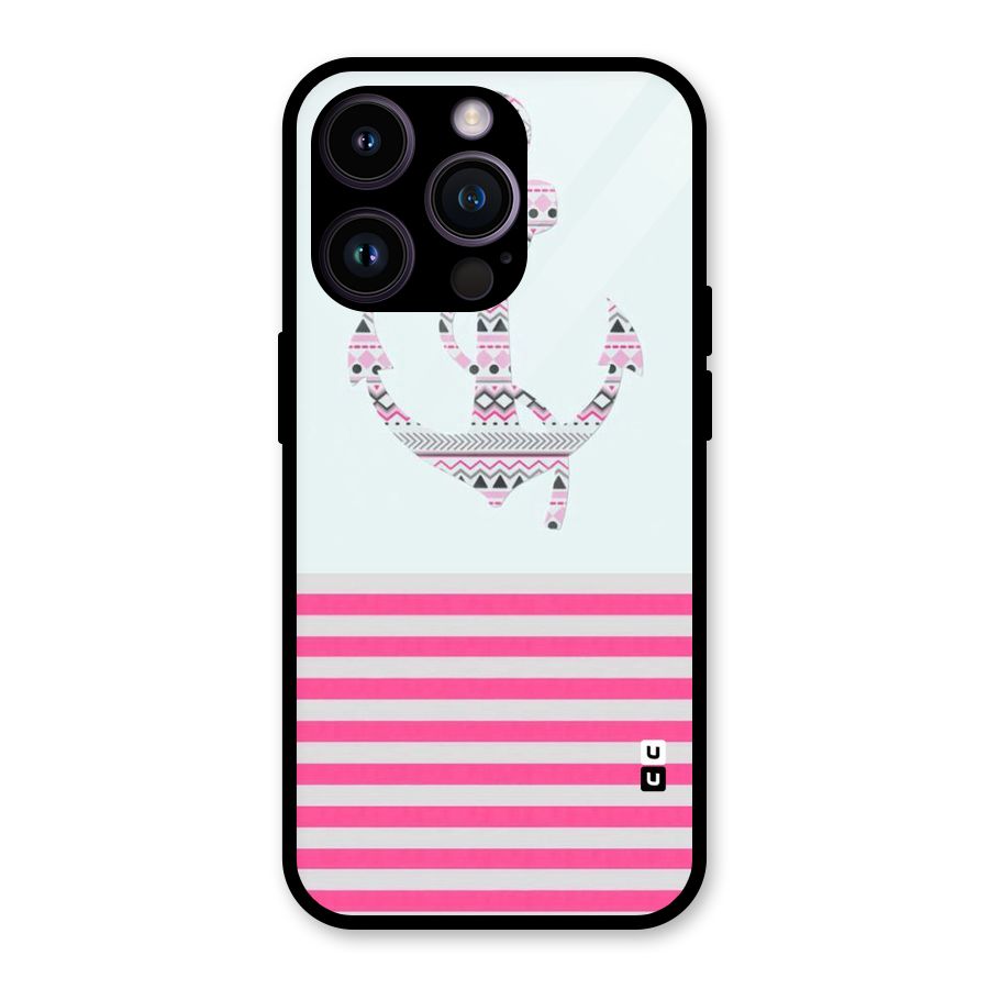 Anchor Design Stripes Glass Back Case for iPhone 14 Pro