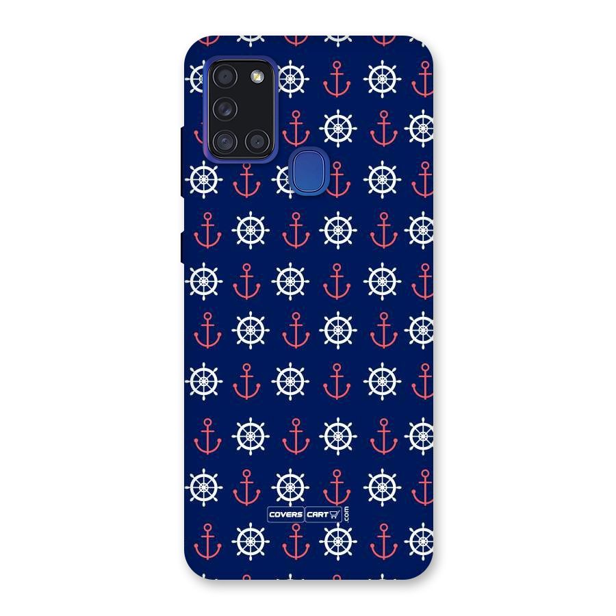Anchor Pattern Blue Back Case for Galaxy A21s