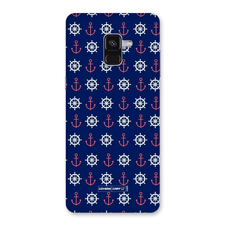 Anchor Pattern Blue Back Case for Galaxy A8 Plus