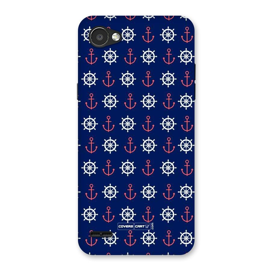 Anchor Pattern Blue Back Case for LG Q6