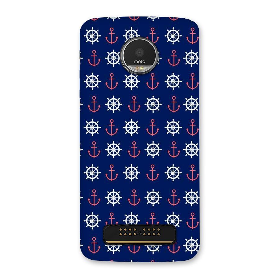 Anchor Pattern Blue Back Case for Moto Z Play