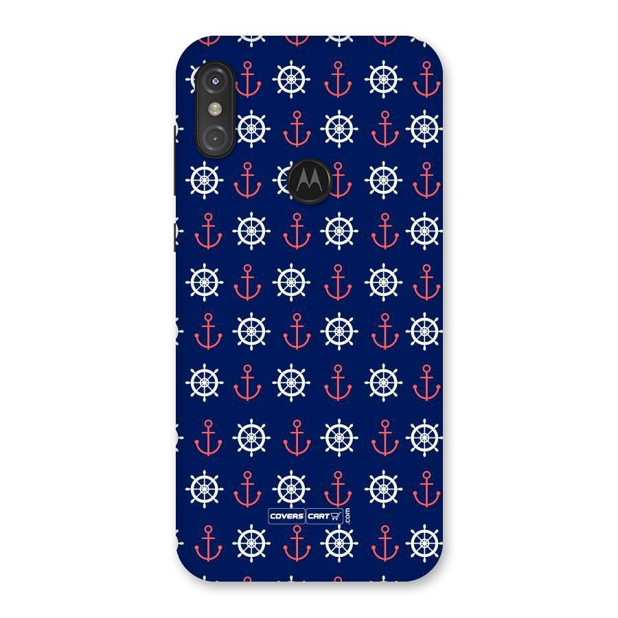 Anchor Pattern Blue Back Case for Motorola One Power