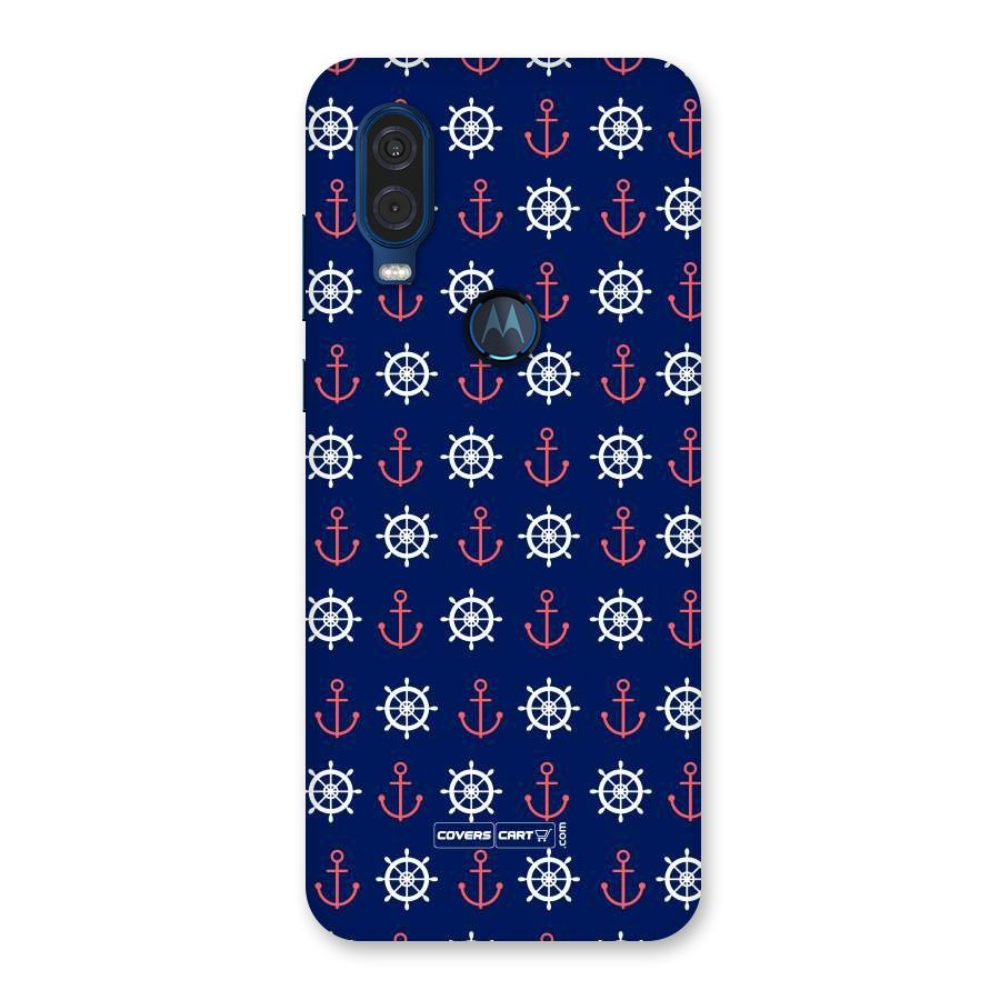 Anchor Pattern Blue Back Case for Motorola One Vision
