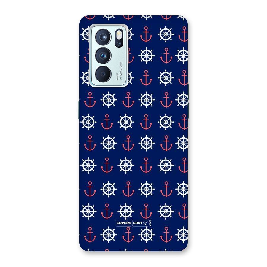 Anchor Pattern Blue Back Case for Oppo Reno6 Pro 5G