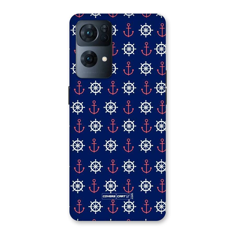 Anchor Pattern Blue Back Case for Oppo Reno7 Pro 5G
