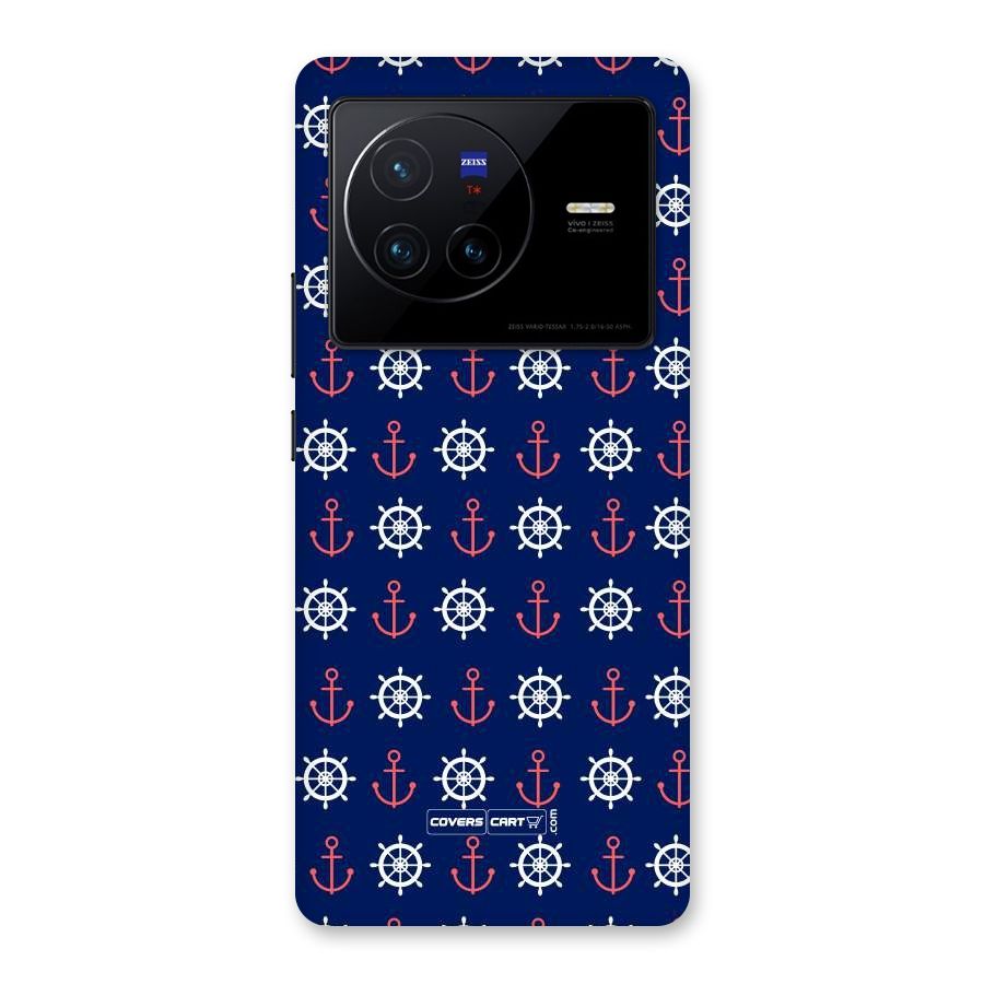 Anchor Pattern Blue Back Case for Vivo X80