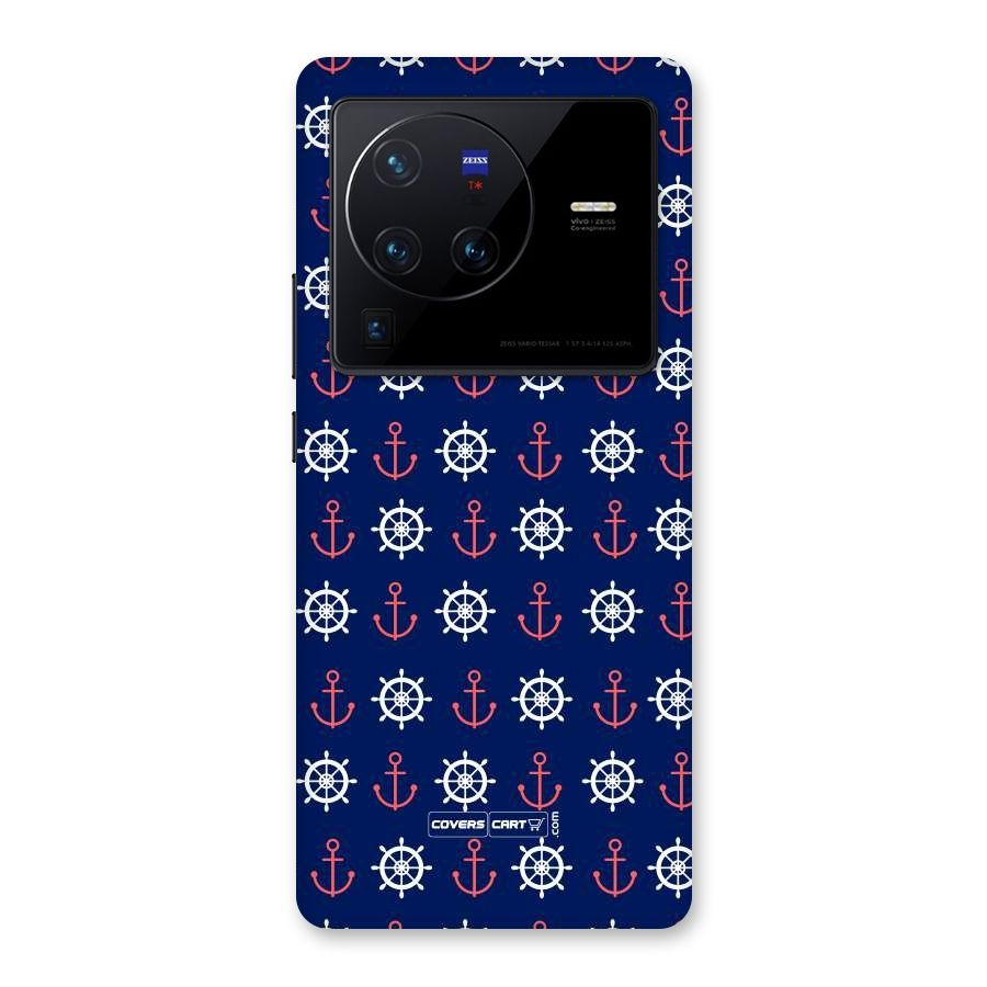 Anchor Pattern Blue Back Case for Vivo X80 Pro