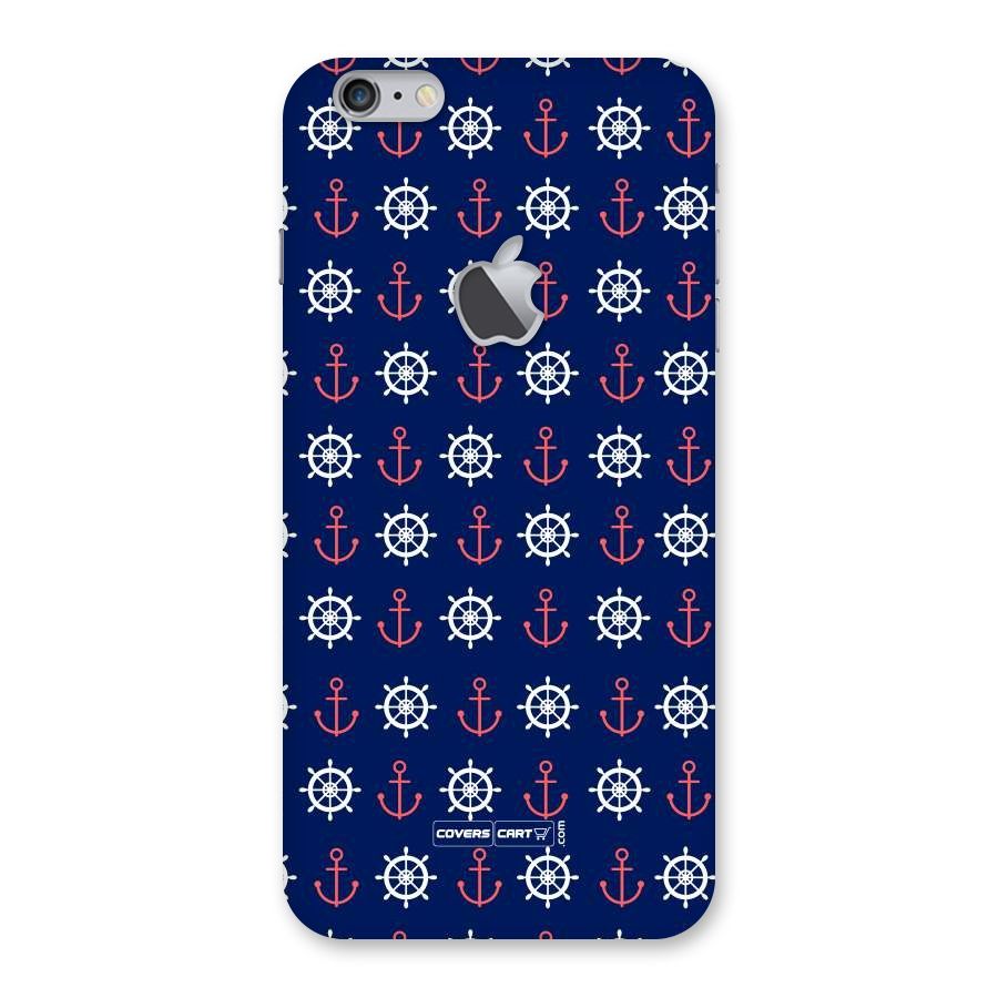 Anchor Pattern Blue Back Case for iPhone 6 Plus 6S Plus Logo Cut
