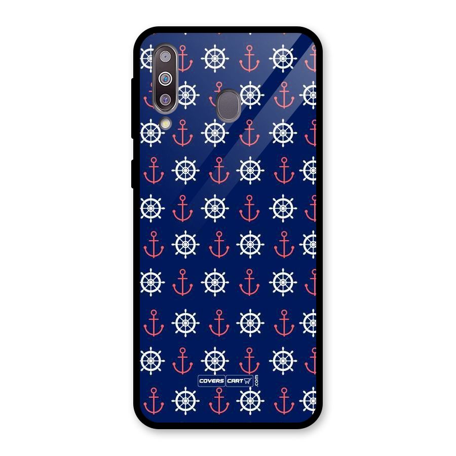 Anchor Pattern Blue Glass Back Case for Galaxy M30