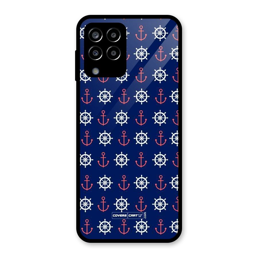 Anchor Pattern Blue Glass Back Case for Galaxy M33