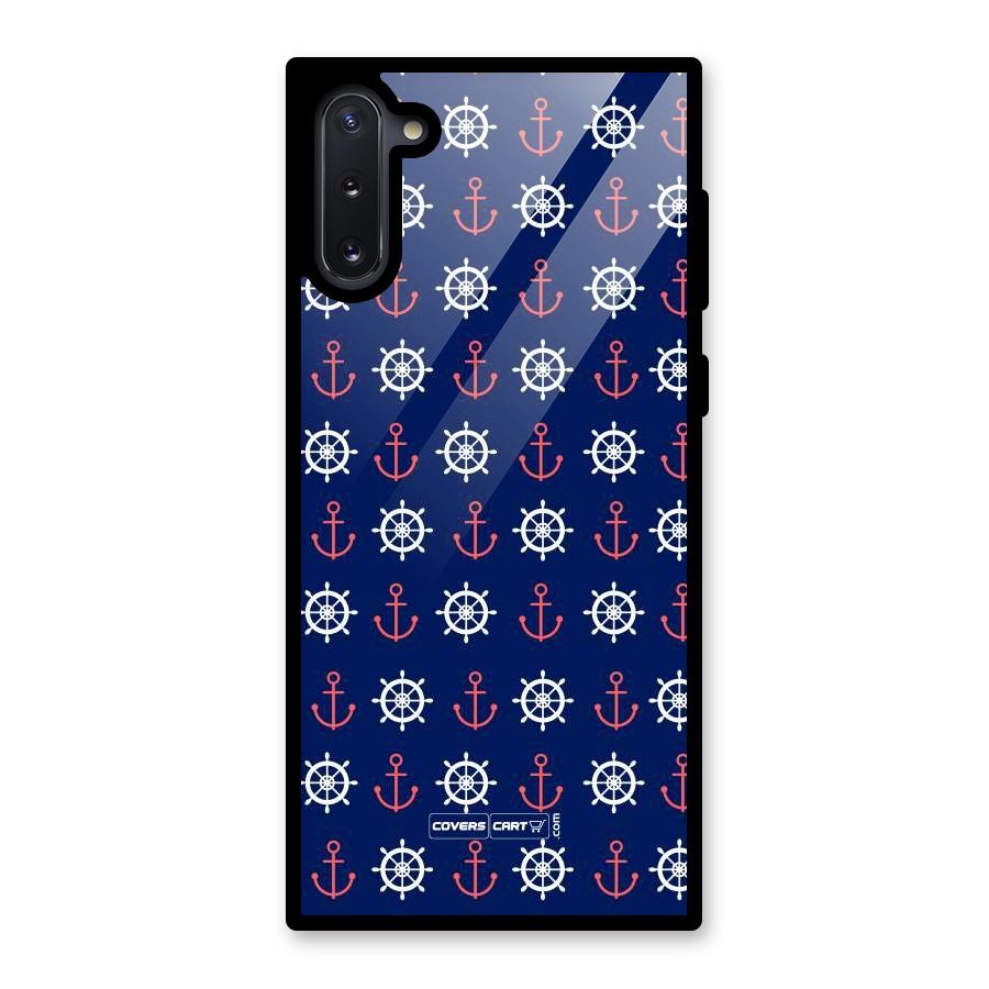 Anchor Pattern Blue Glass Back Case for Galaxy Note 10