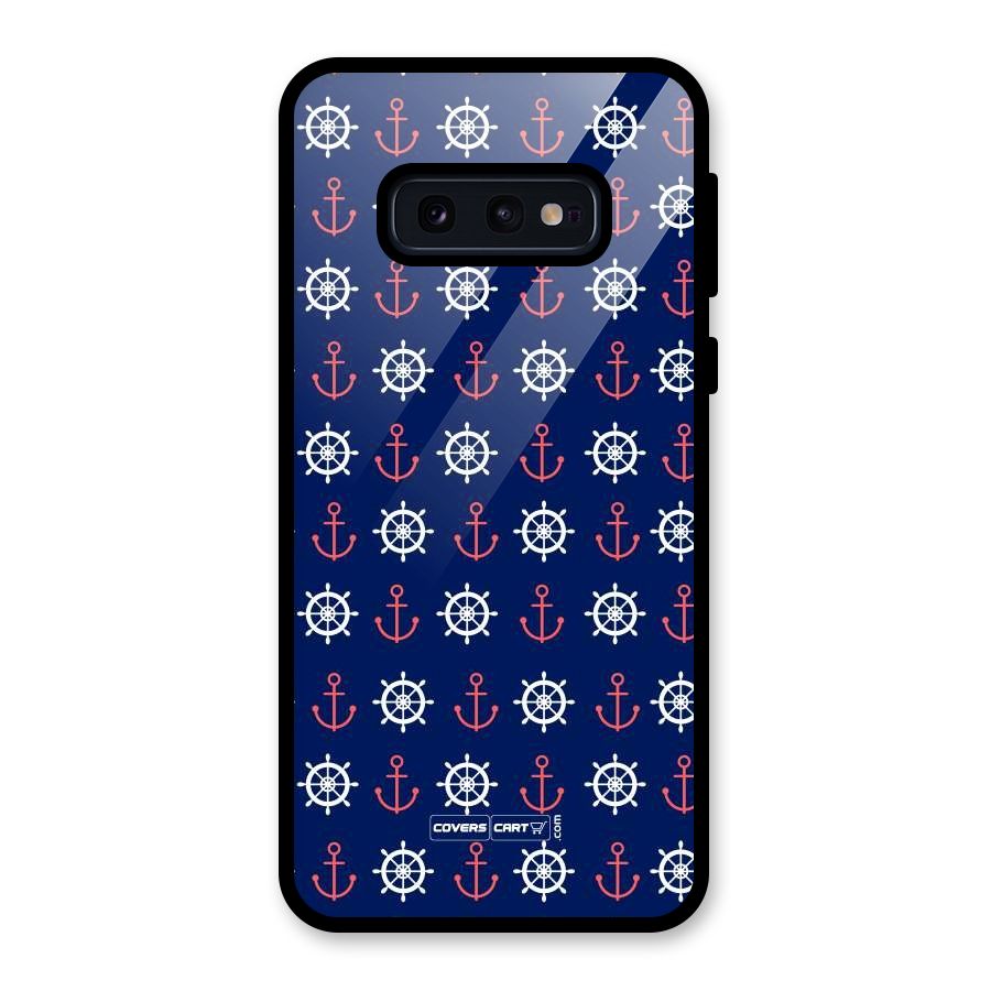 Anchor Pattern Blue Glass Back Case for Galaxy S10e