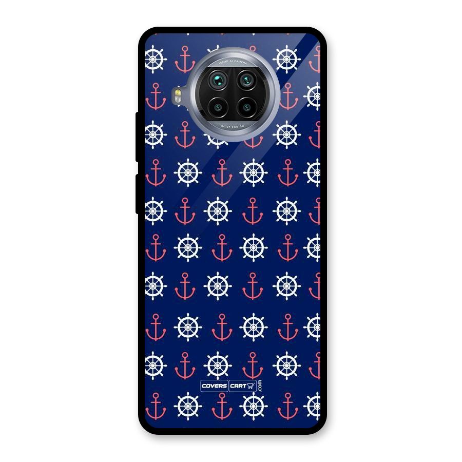 Anchor Pattern Blue Glass Back Case for Mi 10i