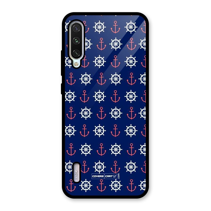 Anchor Pattern Blue Glass Back Case for Mi A3