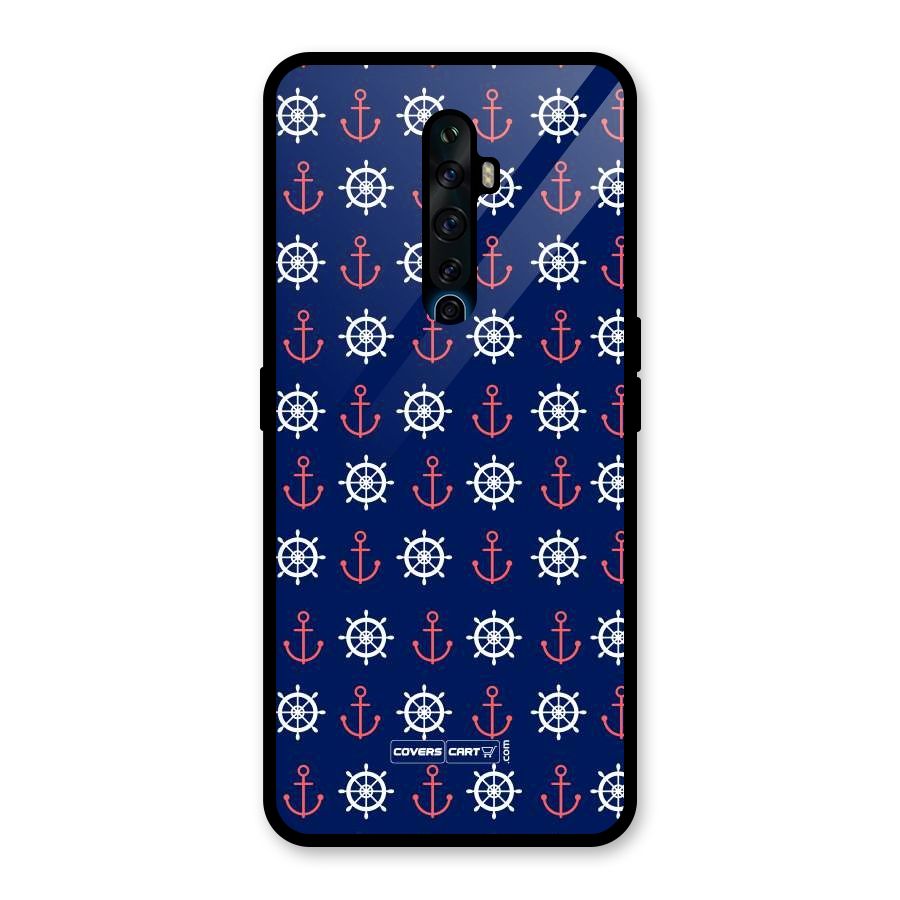 Anchor Pattern Blue Glass Back Case for Oppo Reno2 Z