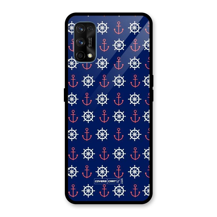 Anchor Pattern Blue Glass Back Case for Realme 7 Pro