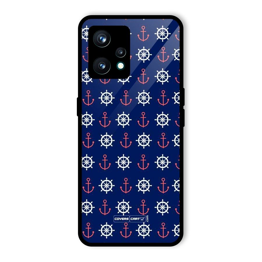 Anchor Pattern Blue Glass Back Case for Realme 9 Pro Plus 5G