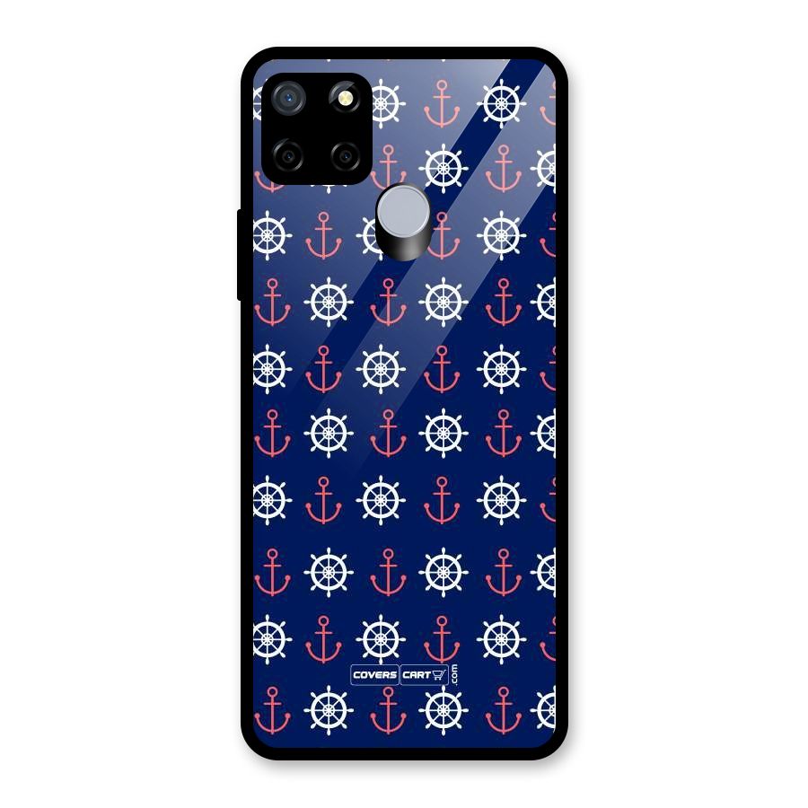 Anchor Pattern Blue Glass Back Case for Realme C12
