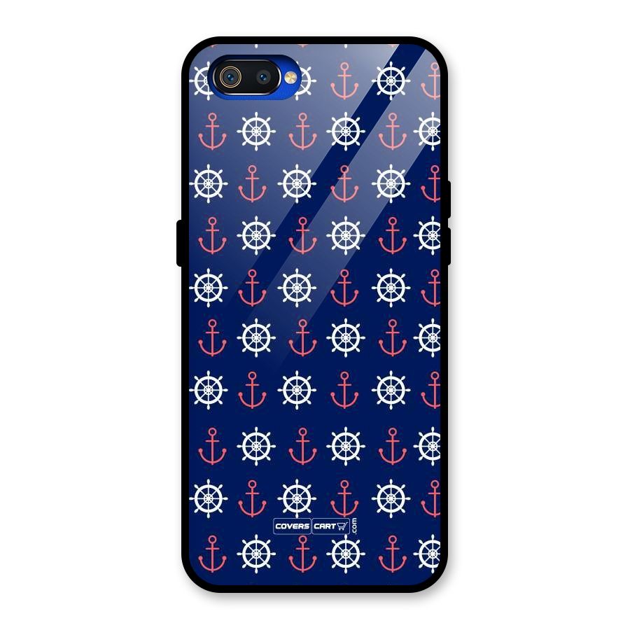 Anchor Pattern Blue Glass Back Case for Realme C2