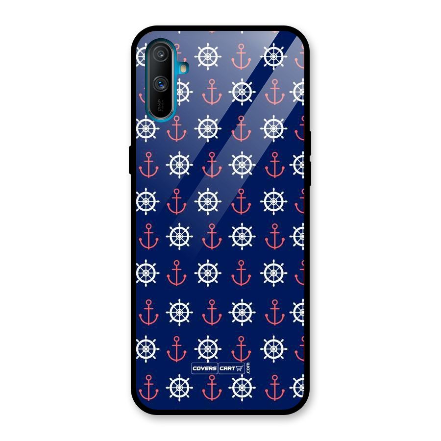 Anchor Pattern Blue Glass Back Case for Realme C3