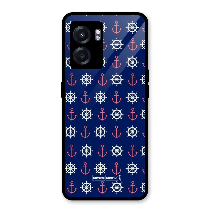 Anchor Pattern Blue Glass Back Case for Realme Narzo 50 5G