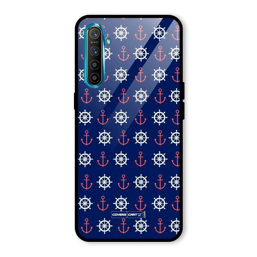 Anchor Pattern Blue Glass Back Case for Realme XT