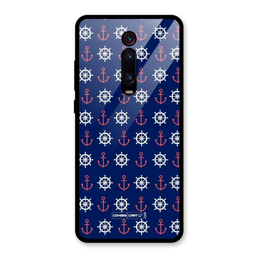 Anchor Pattern Blue Glass Back Case for Redmi K20
