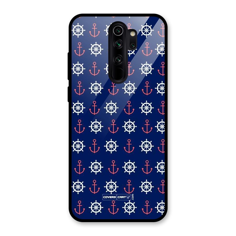 Anchor Pattern Blue Glass Back Case for Redmi Note 8 Pro
