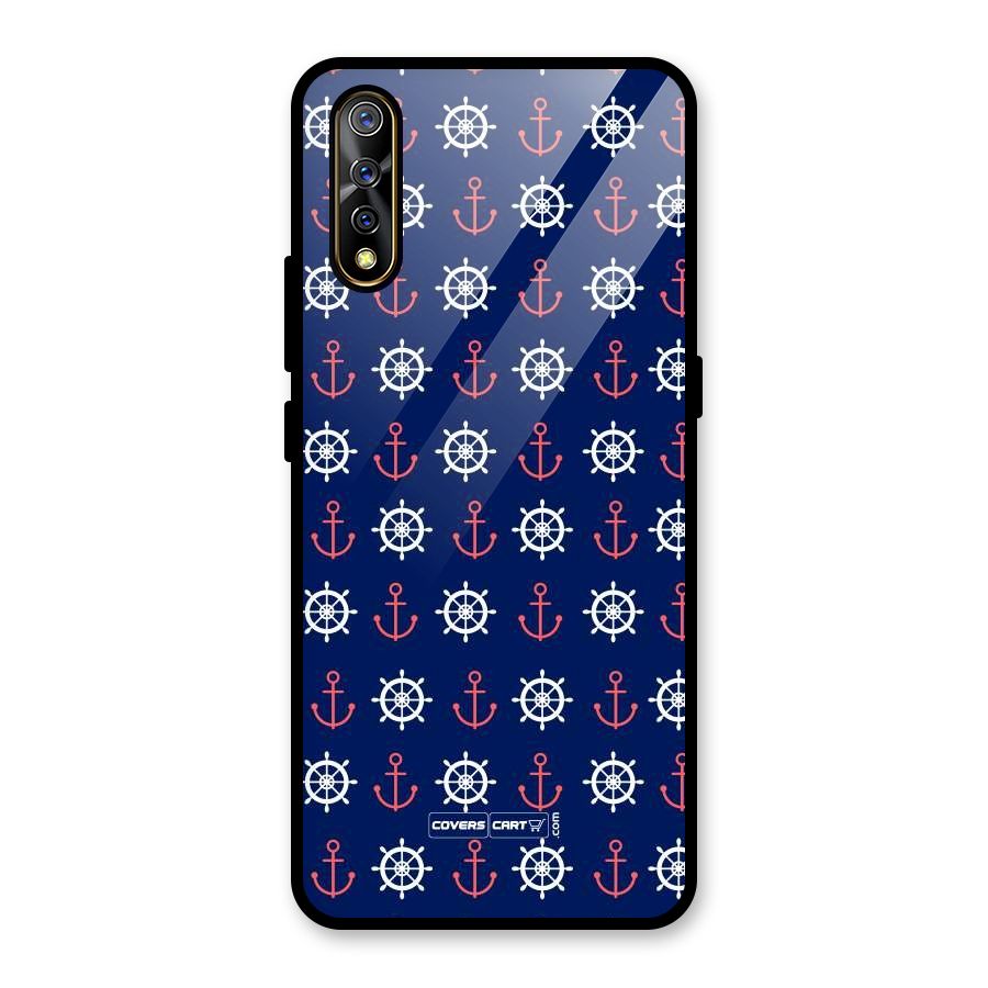 Anchor Pattern Blue Glass Back Case for Vivo S1