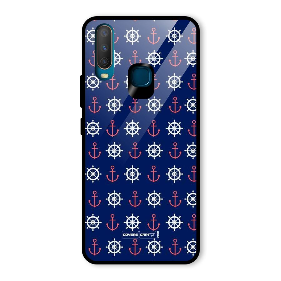 Anchor Pattern Blue Glass Back Case for Vivo Y17