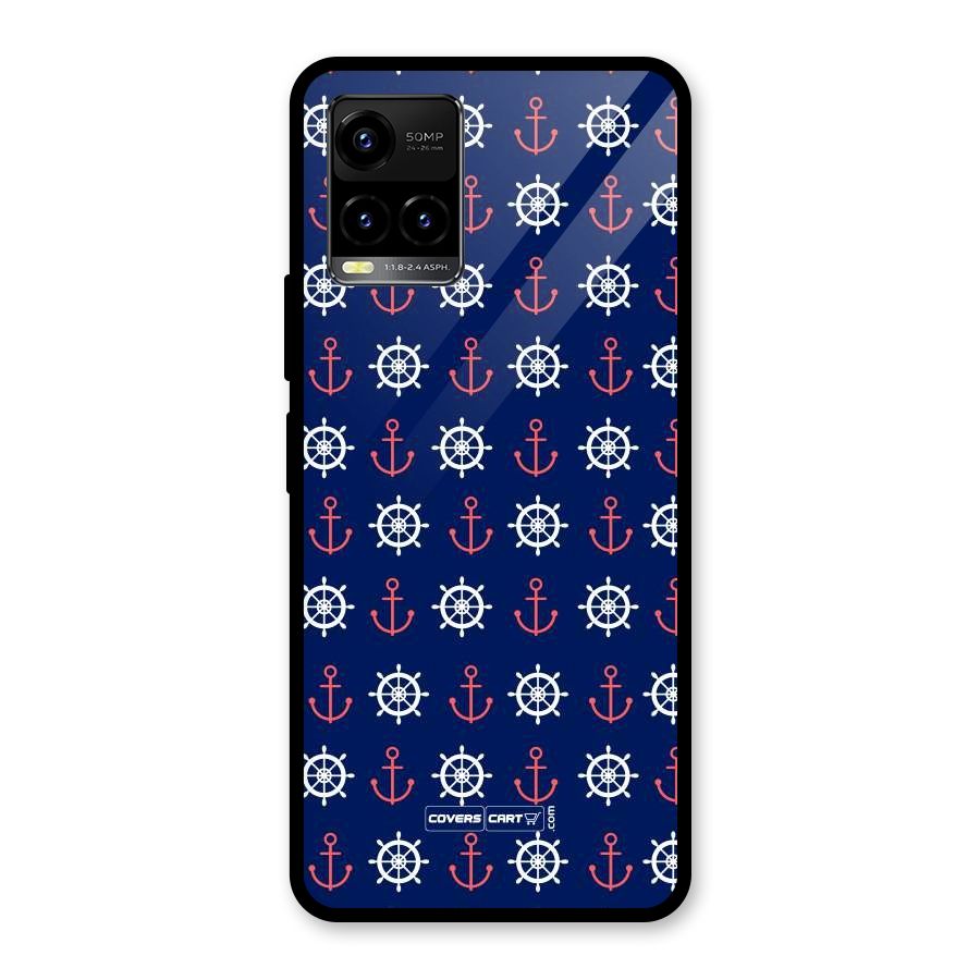 Anchor Pattern Blue Glass Back Case for Vivo Y21T