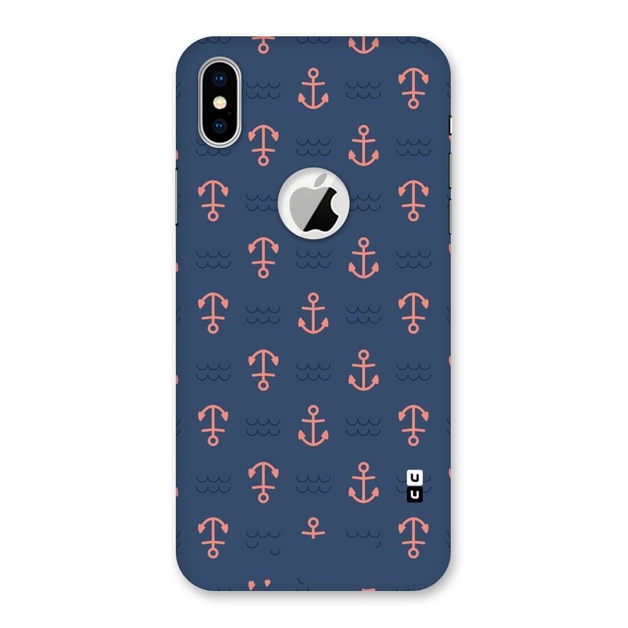 Anchor Sea Blue Back Case for iPhone X Logo Cut
