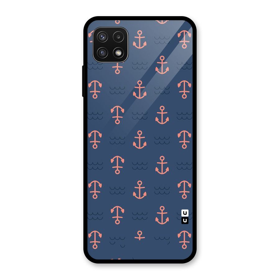 Anchor Sea Blue Glass Back Case for Galaxy A22 5G