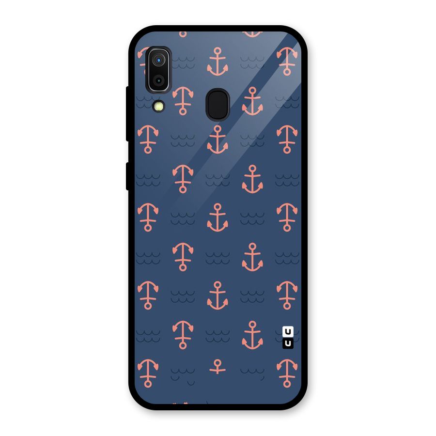 Anchor Sea Blue Glass Back Case for Galaxy A30