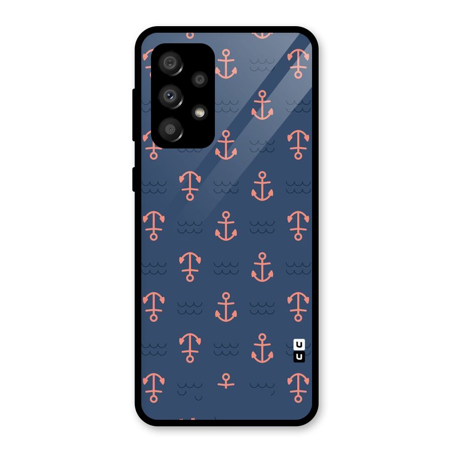 Anchor Sea Blue Glass Back Case for Galaxy A32
