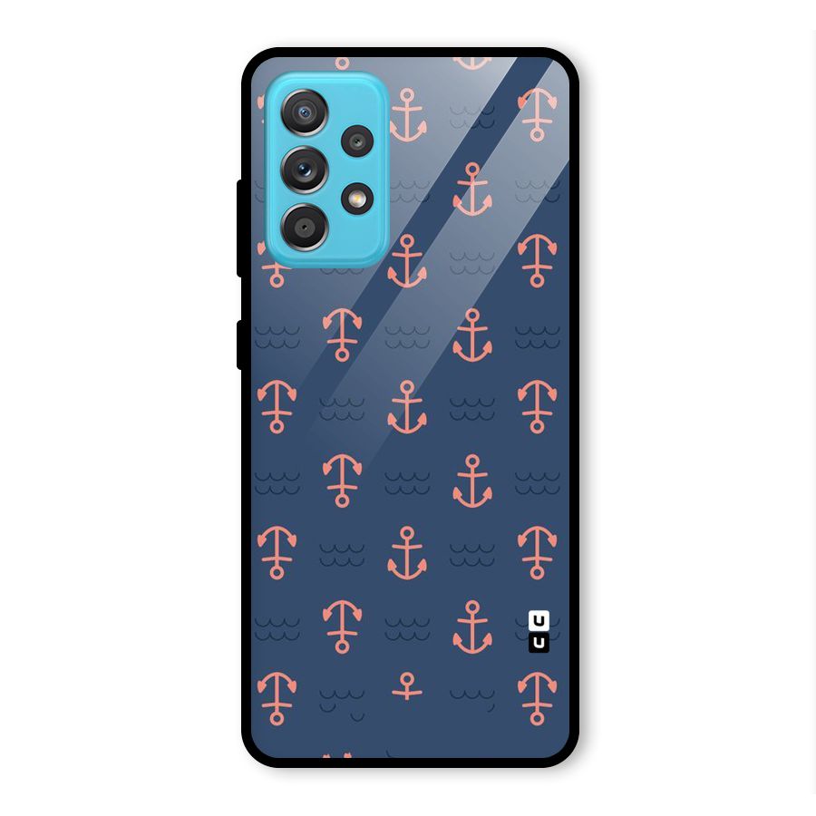 Anchor Sea Blue Glass Back Case for Galaxy A52