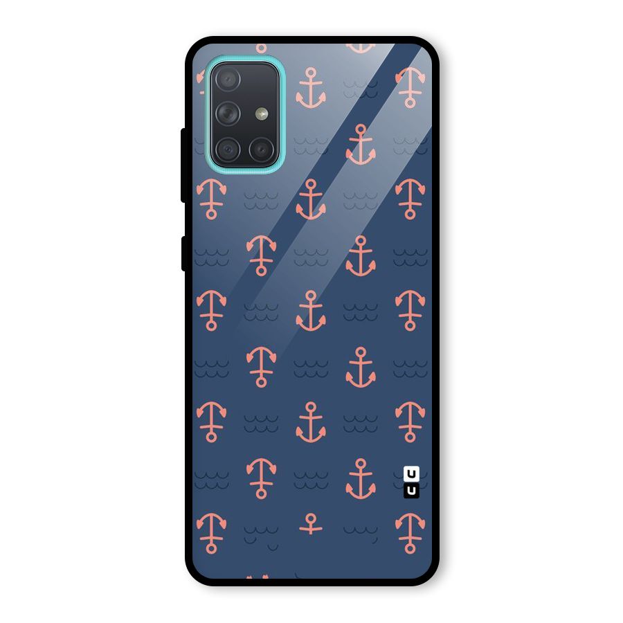Anchor Sea Blue Glass Back Case for Galaxy A71