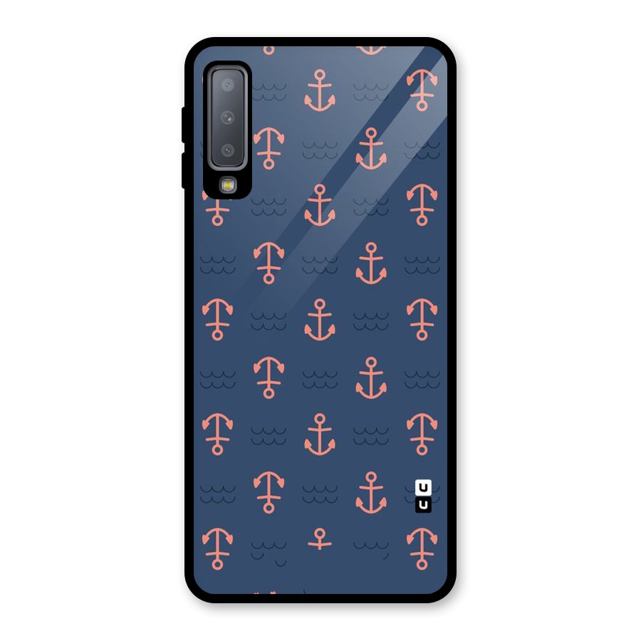 Anchor Sea Blue Glass Back Case for Galaxy A7 (2018)