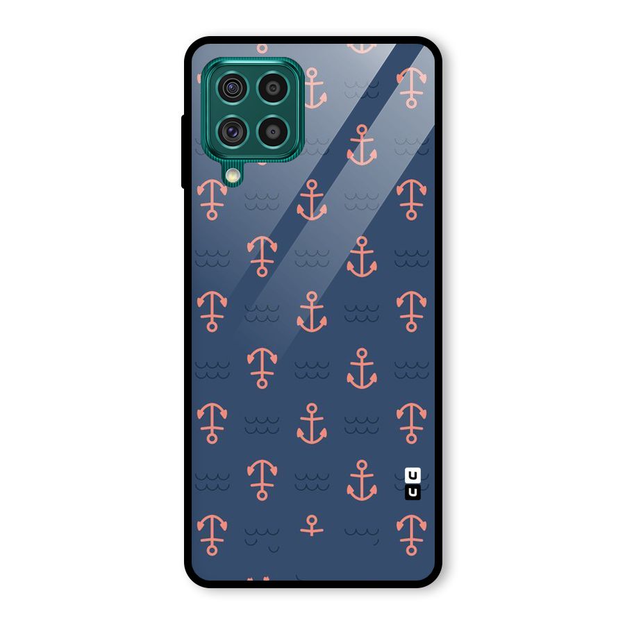 Anchor Sea Blue Glass Back Case for Galaxy F62