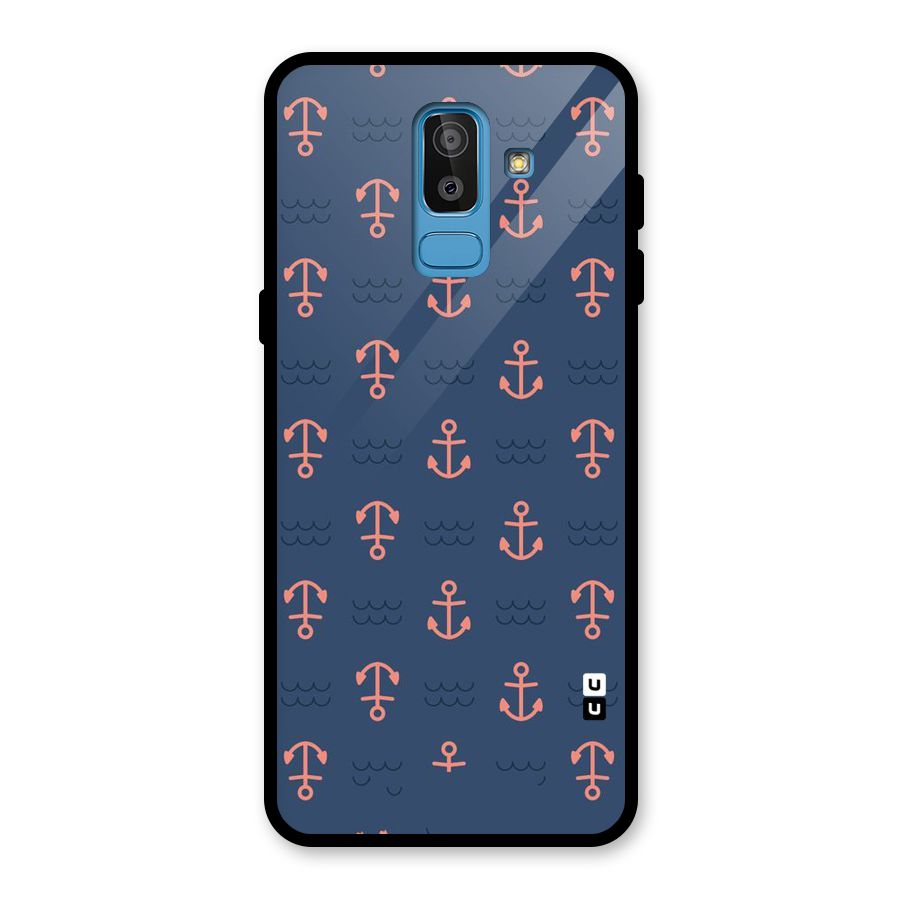 Anchor Sea Blue Glass Back Case for Galaxy J8