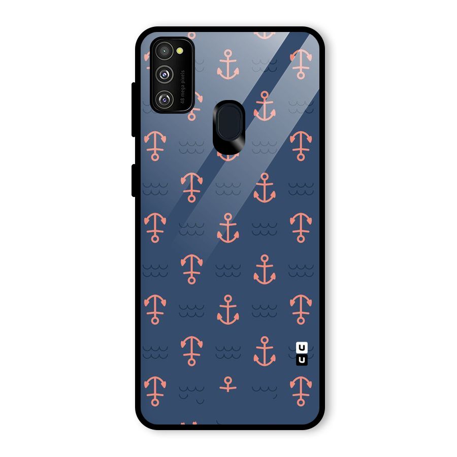 Anchor Sea Blue Glass Back Case for Galaxy M30s