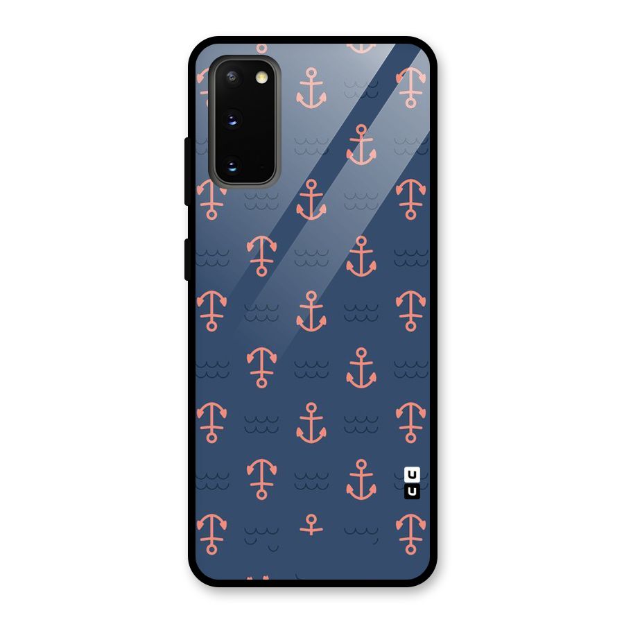 Anchor Sea Blue Glass Back Case for Galaxy S20