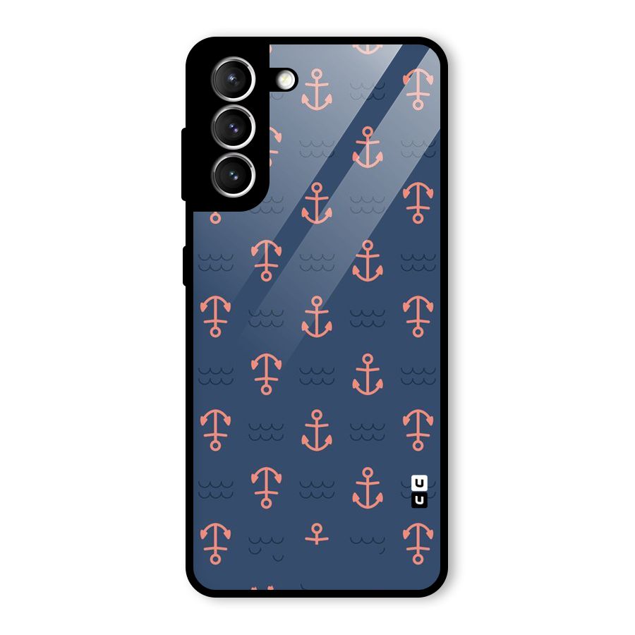 Anchor Sea Blue Glass Back Case for Galaxy S21 5G
