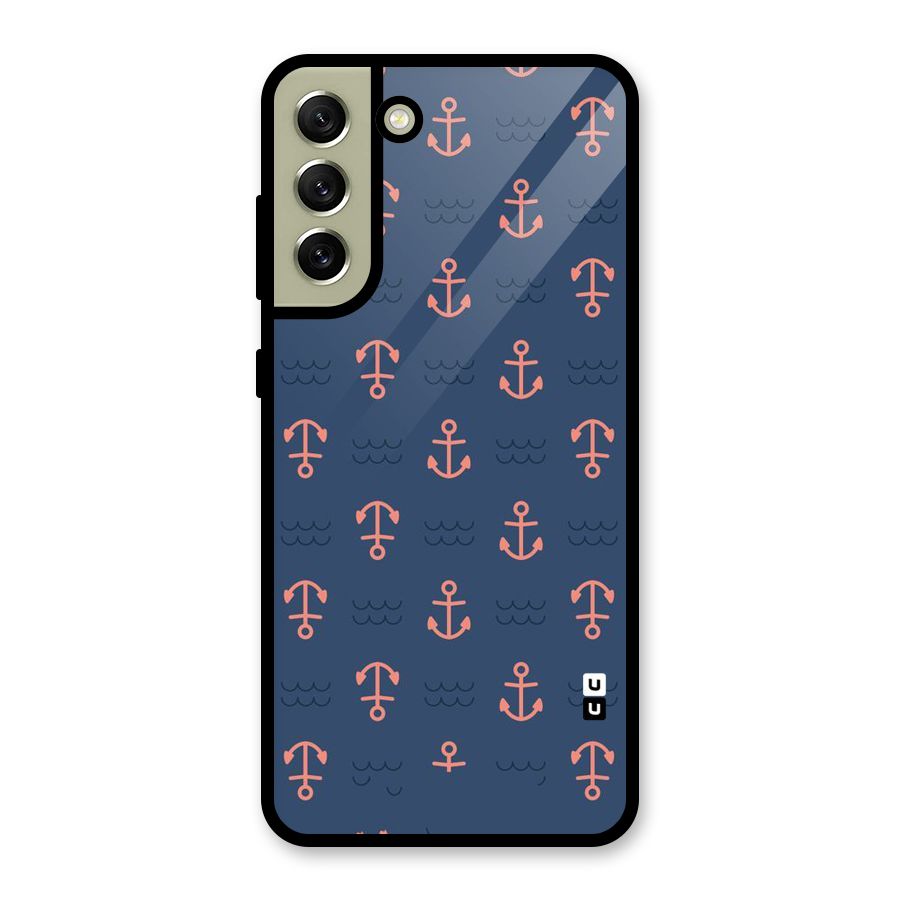 Anchor Sea Blue Glass Back Case for Galaxy S21 FE 5G