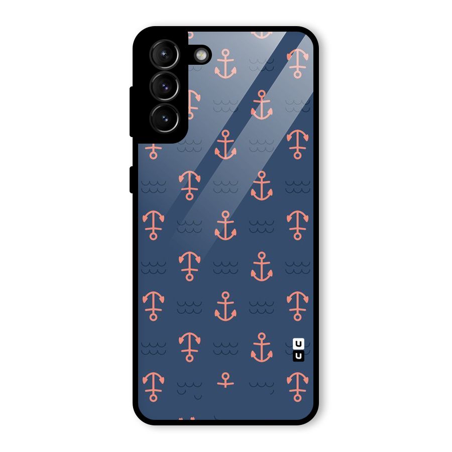 Anchor Sea Blue Glass Back Case for Galaxy S21 Plus