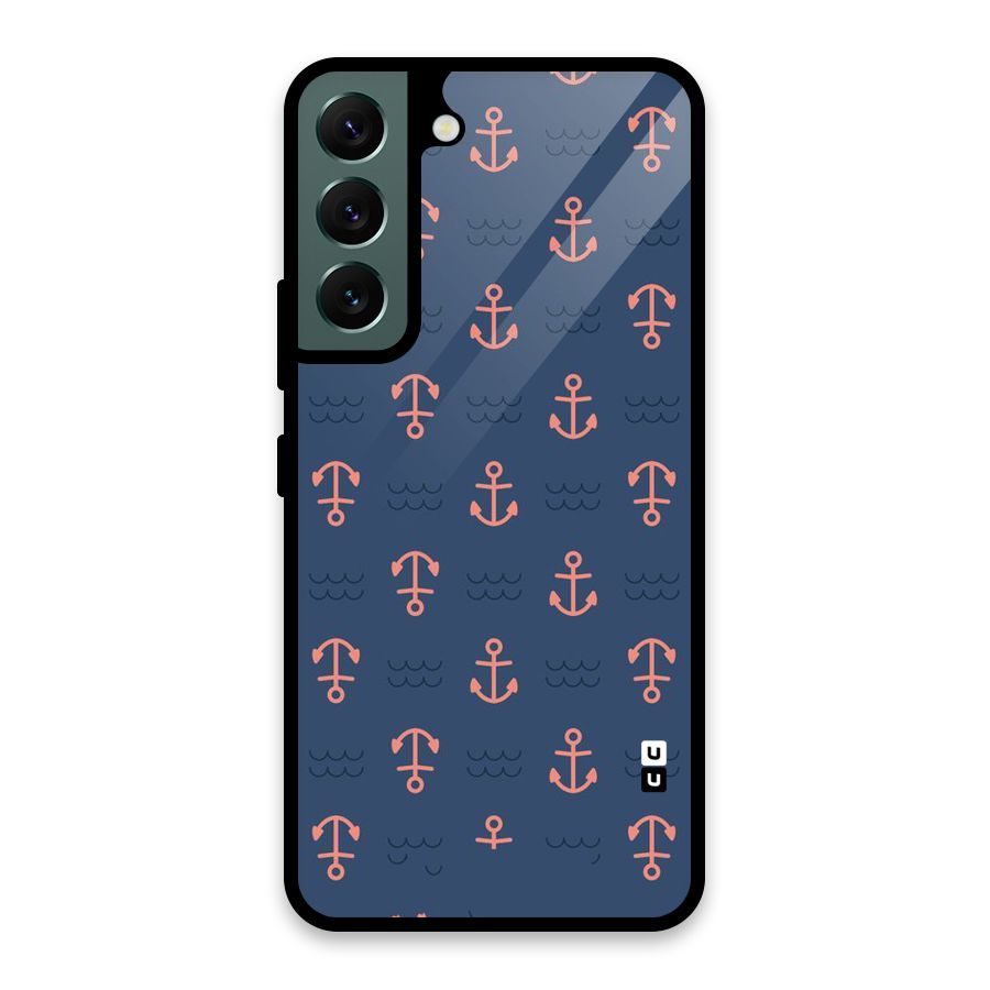 Anchor Sea Blue Glass Back Case for Galaxy S22 5G
